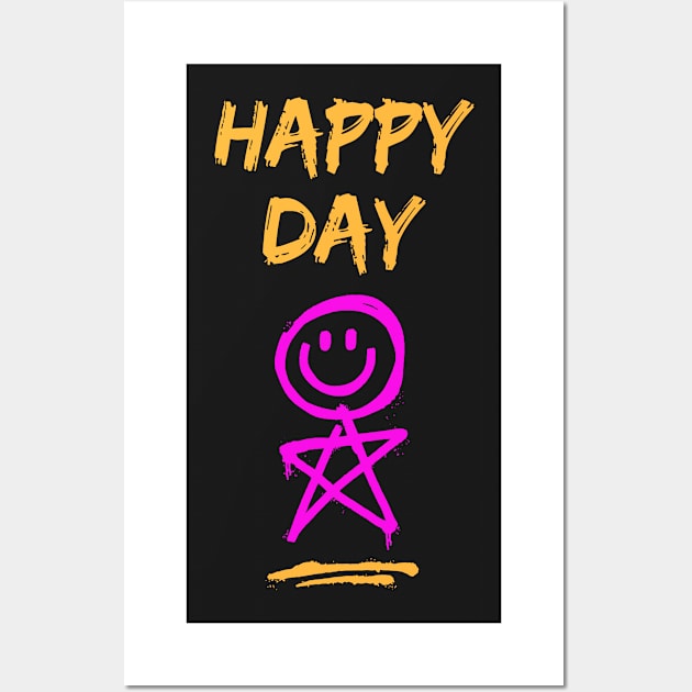 Happy Today - Smiling Stick Figure Wall Art by Rusty-Gate98